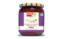 Add me Gobhi Gajar Shalgam Pickle   Glass Jar  600 grams